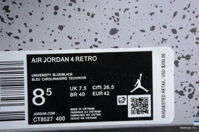 CT8527-400 University Air 4 Retro Jordan Blue 0814